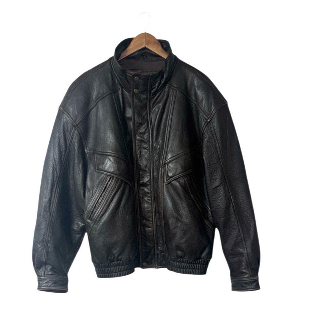 Colebrook Co. Leather Chocolate Brown Jacket Bomber Motorcycle 90s Men’s Size XL